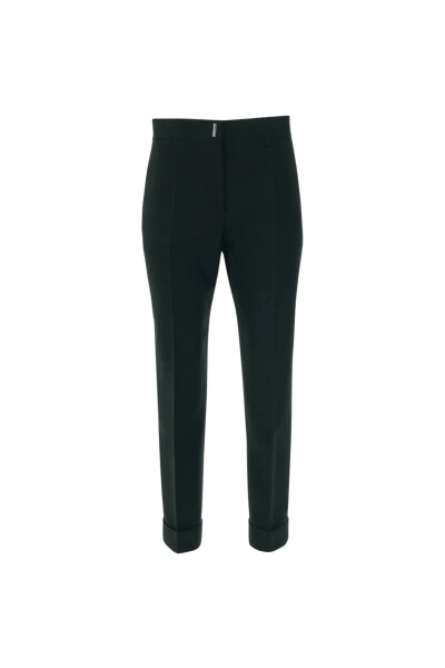 Image of Givenchy Black Slim Fit Trousers with Turned Up Hem