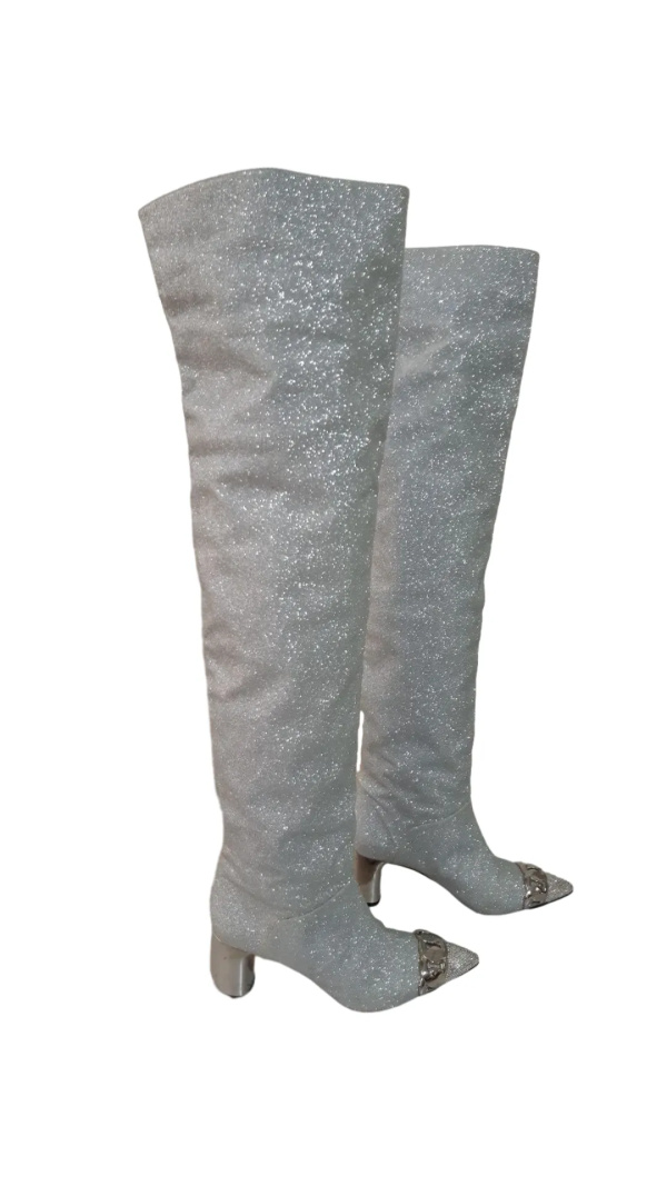 Casadei Silver boots with sequins Silver