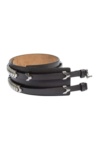 Image 5 of Alexander McQueen Grey Metal Detail Leather Waist Belt