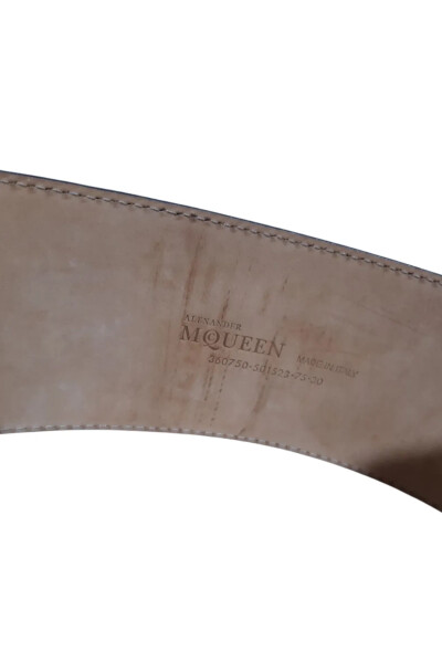 Image 6 of Alexander McQueen Grey Metal Detail Leather Waist Belt