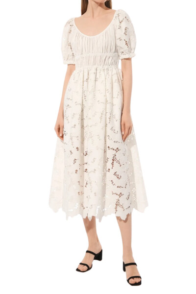 Image 3 of Self-portrait White Cotton Lace Midi Dress