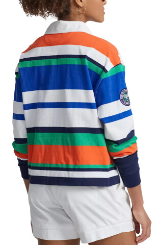 Polo Ralph Lauren Wimbledon cropped striped cotton rugby shirt Multicolor
