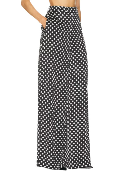 Image 4 of Saint Laurent Black satin polka dot wide-leg trousers
