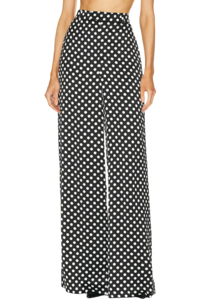 Image 3 of Saint Laurent Black satin polka dot wide-leg trousers