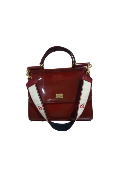 Image 4 of Dolce & Gabbana Red Large Sicily Bag In Semi-transparent Rubber