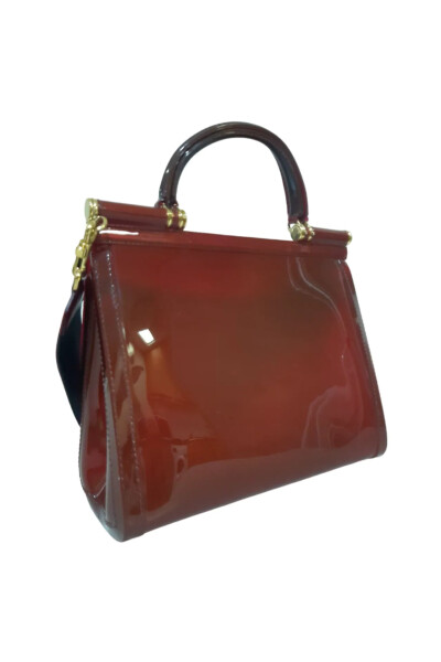 Image 6 of Dolce & Gabbana Red Large Sicily Bag In Semi-transparent Rubber