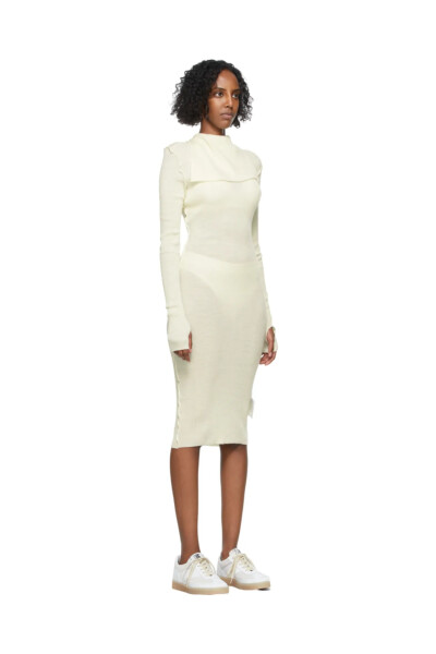 Image 3 of MM6 Maison Margiela Off-White Wool Turtleneck Dress