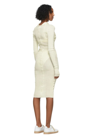 MM6 Maison Margiela Off-White Wool Turtleneck Dress Milky