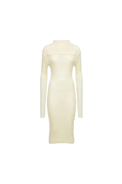 Image of MM6 Maison Margiela Off-White Wool Turtleneck Dress