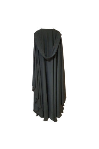 Fold Black Hooded Abaya Black