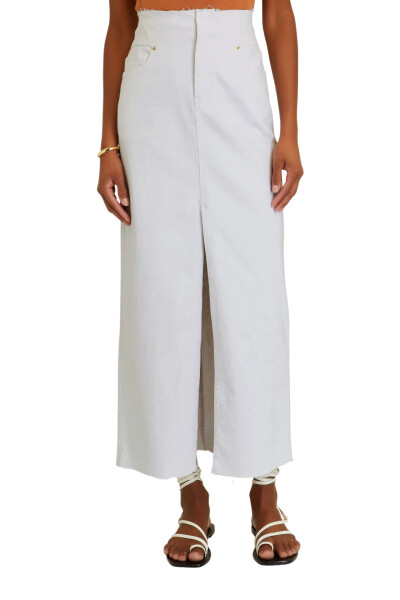 Image 3 of Frame White Cut-Off Waist Denim Maxi Skirt