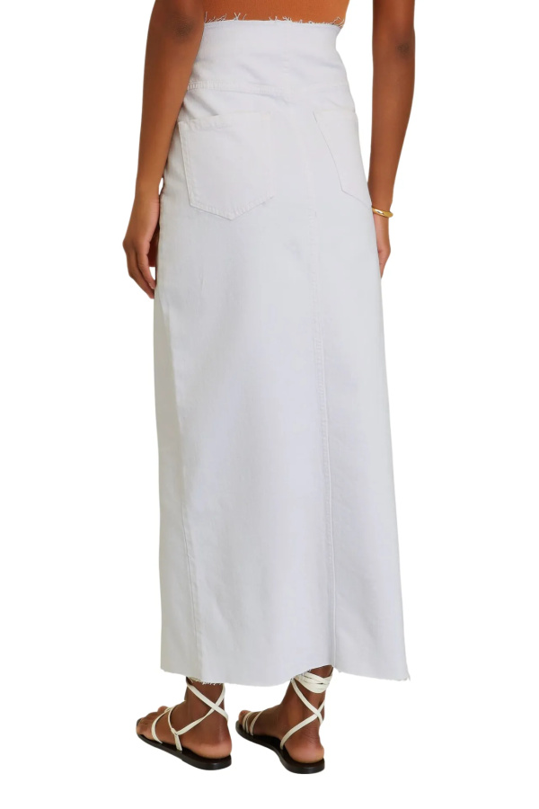 Frame White Cut-Off Waist Denim Maxi Skirt White