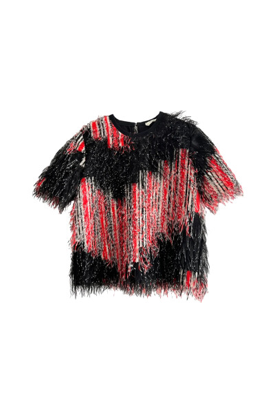 Image of Fendi Multicolor Striped Faux Ostrich Feather Top