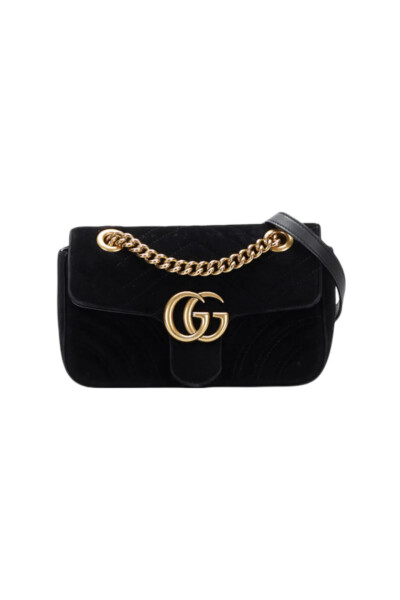 Image 2 of Gucci Black Velvet Marmont Matelasse Shoulder Bag