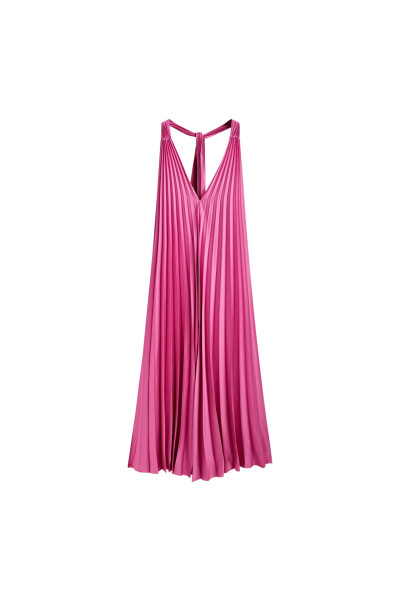 Image of Massimo Dutti Pink long dress with pleats