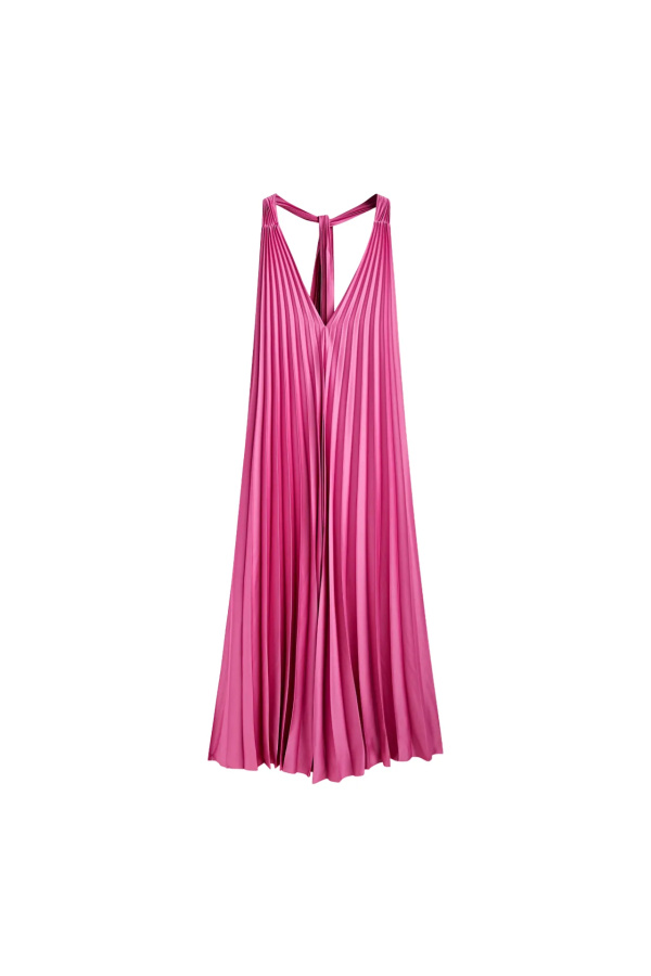 Pink long dress with pleats rent or buy out from 280 AED in Dubai. Make your order online on Cloudset