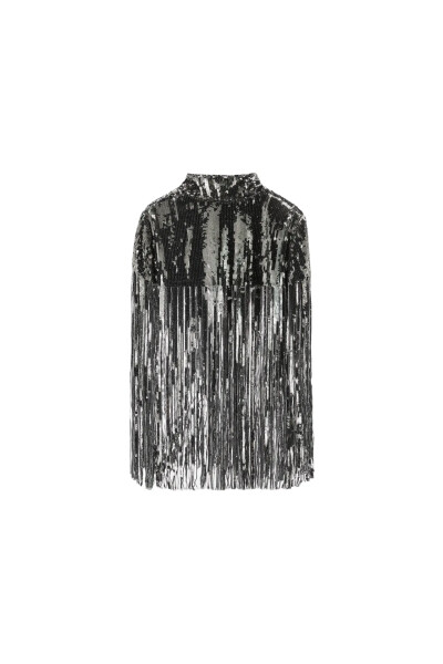 Image of ZARA Silver Fringed Sequin Cape