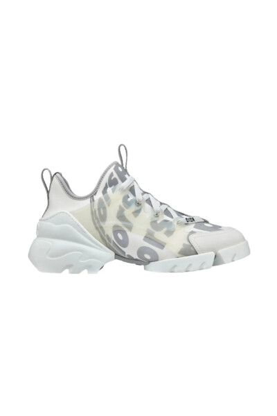 Image of Dior White Dior Spatial Printed Reflective Technical Fabric Low Top Sneakers