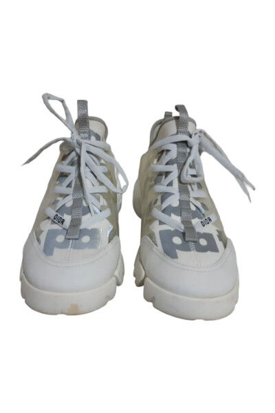 Image 4 of Dior White Dior Spatial Printed Reflective Technical Fabric Low Top Sneakers