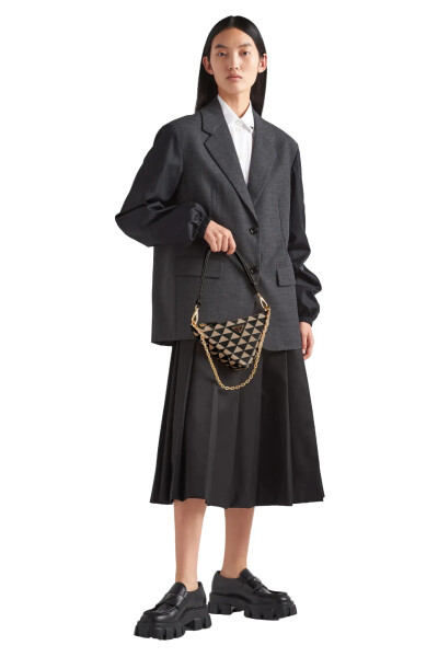 Image 4 of Prada Black Embroidered Jacquard Fabric Mini Bag