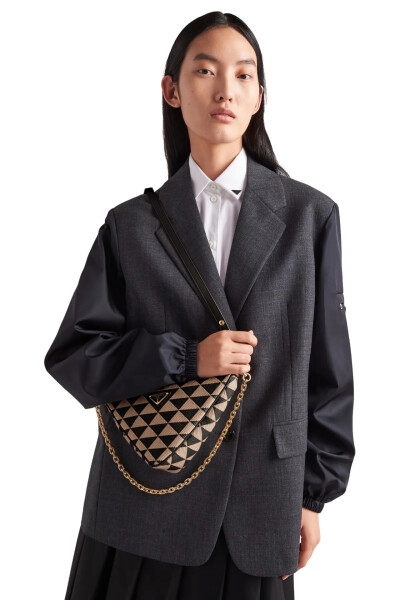 Image 3 of Prada Black Embroidered Jacquard Fabric Mini Bag