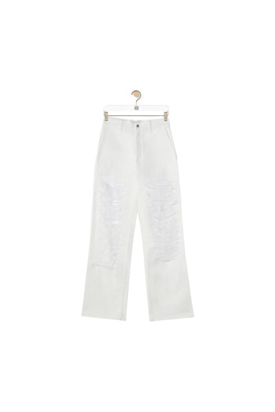 Image of Loewe White Ripped Baggy Jeans