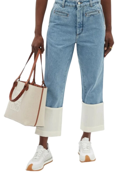 Image 2 of Loewe Blue Fisherman Turn-Up Cropped-Leg Jeans