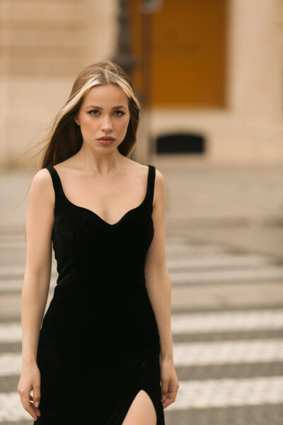 Image 3 of Diroy Black Velour Dress