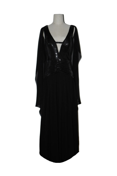 Image of Diroy Black Dress With Detachable Train