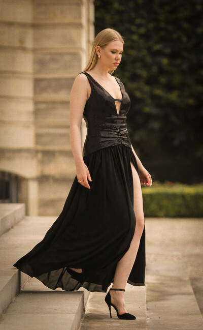 Image 2 of Diroy Black Dress With Detachable Train