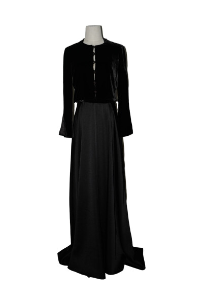 Image of Diroy Black Long Veloure Silk Dress