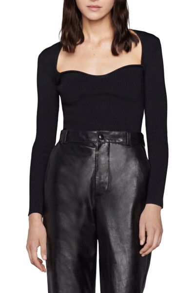 Image 2 of Gucci Black Fine-Ribbed Long-Sleeve Top