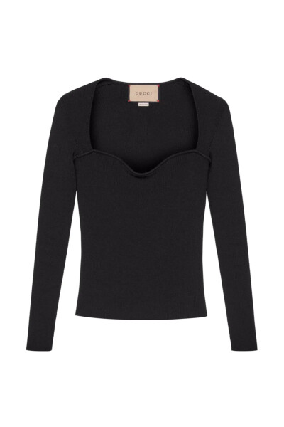 Image of Gucci Black Fine-Ribbed Long-Sleeve Top