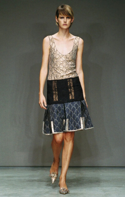 Image 2 of Prada Iconic Prada Navy Golden Skirt Vintage SS 2002