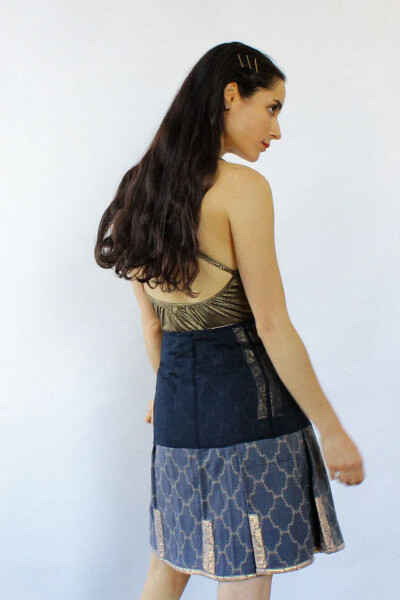 Image 5 of Prada Iconic Prada Navy Golden Skirt Vintage SS 2002