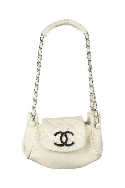 Image 4 of Chanel White Accordion Flap Bag Quilted Lambskin Leather Mini Handbag
