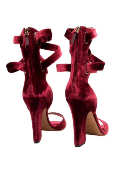 Image 2 of Valentino Red Valentino Garavani Plum Suede Back-Zip Ankle-Wrap Sandal