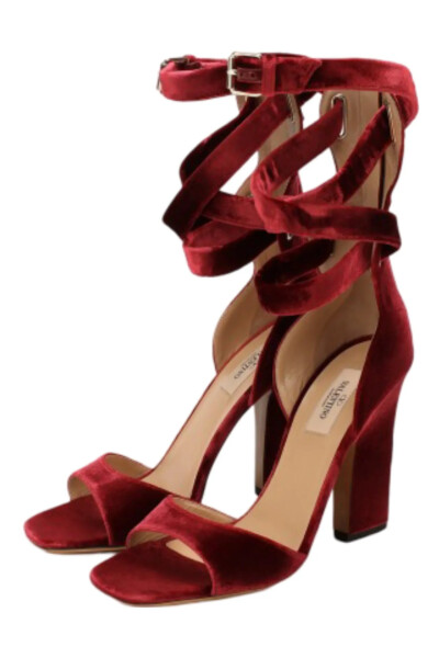 Image 3 of Valentino Red Valentino Garavani Plum Suede Back-Zip Ankle-Wrap Sandal