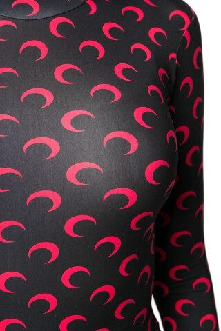 Marine Serre Black Crescent Moon Print Turtleneck Top Borderline Black