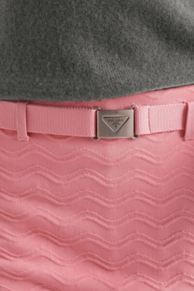 Image 5 of Prada Pink Jacquard Belted Mini Shorts