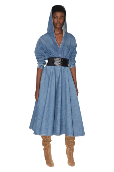 Image 2 of ALAIA Blue Belted Denim Midi Skirt