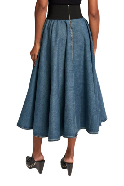 Image 5 of ALAIA Blue Belted Denim Midi Skirt