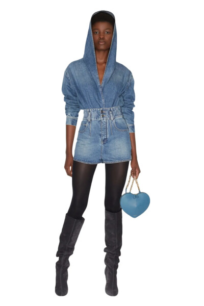 Image 3 of ALAIA Blue Hooded Denim Body