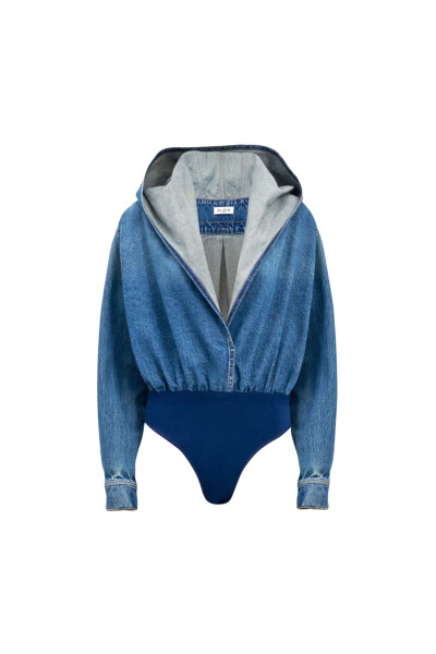 Image of ALAIA Blue Hooded Denim Body