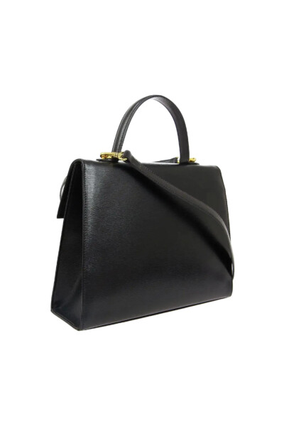 Image 2 of Dior Black Leather Top Handle Satchel Evening Flap Bag