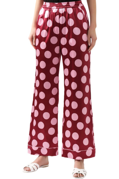 Image 3 of Dolce & Gabbana Burgundy trousers with large pink polka dots