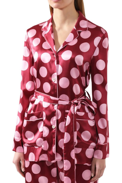 Image 3 of Dolce & Gabbana Burgundy blouse with large pink polka dots