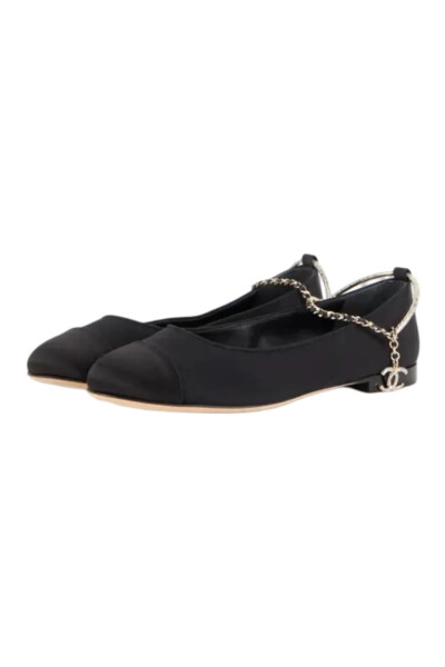 Image 2 of Chanel Black Ballet Flats With Metal Cuffs