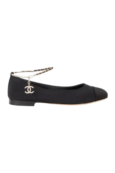 Image of Chanel Black Ballet Flats With Metal Cuffs