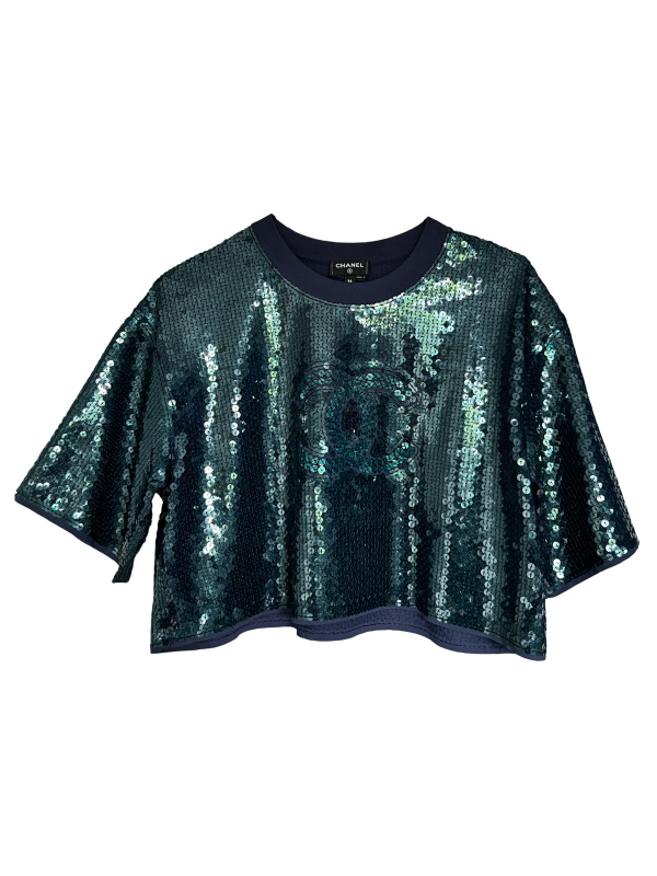 Chanel Purple Sequins Croped T-Shirt Violet